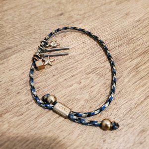JCrew blue cord and charms bracelet